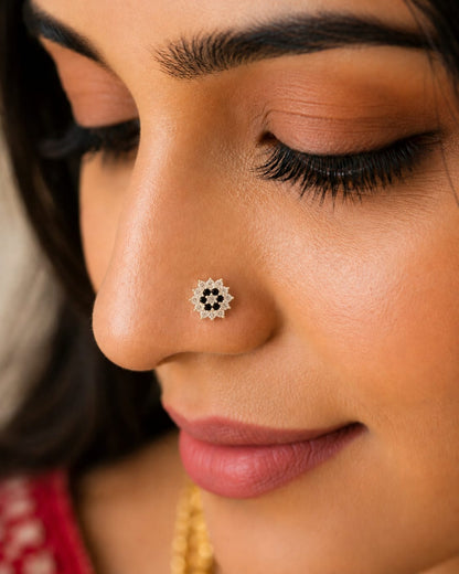 Midnight Blossom Nose Pin in 925 Sterling Silver
