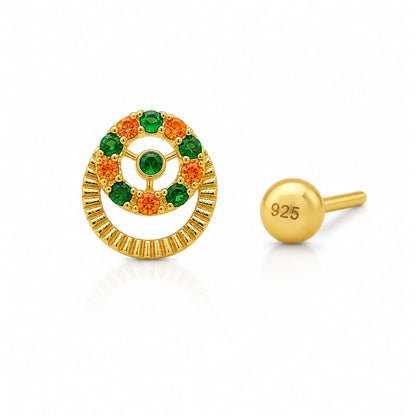 Marigold Emerald Halo 925 Silver Nose Pin