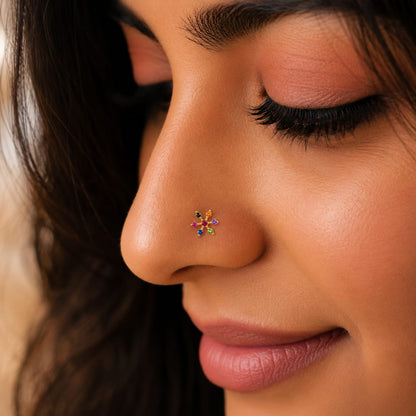 Rainbow Bloom 925 Silver Nose Pin