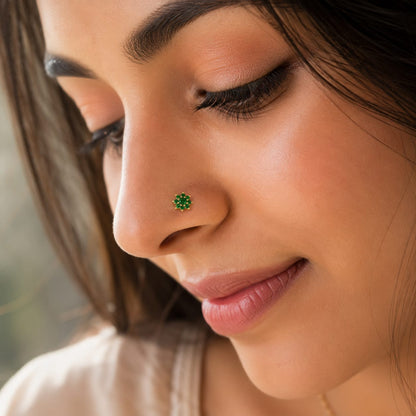 Emerald Flora 925 Sterling Silver Nose Pin