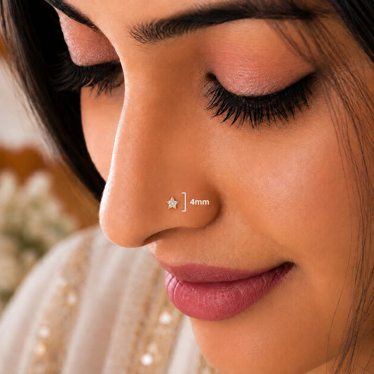 Celestial Star 925 Silver CZ Nose Pin (4mm)