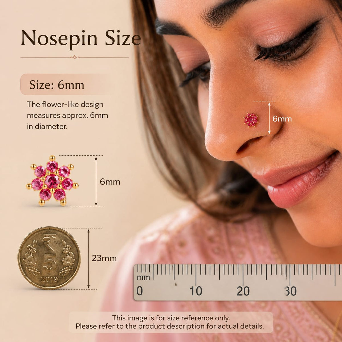 Ruby Flora 925 Silver Nose Pin